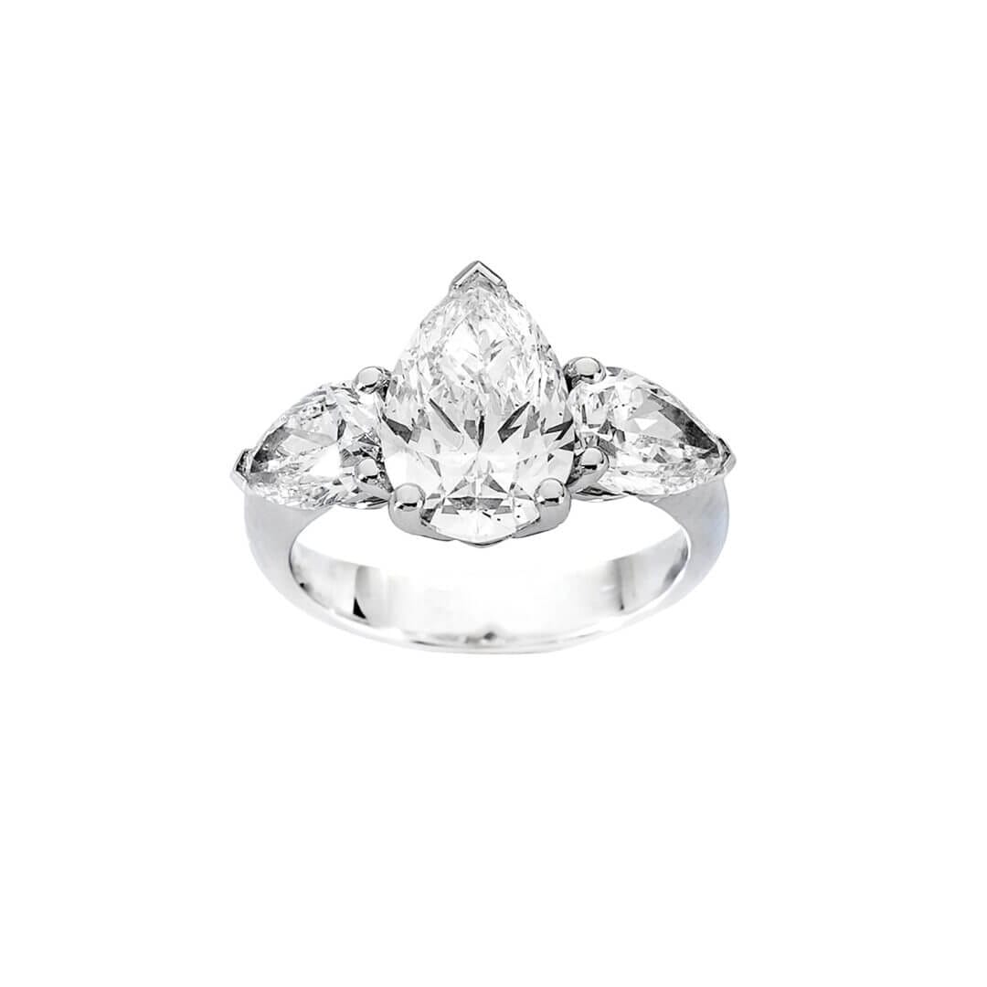  Pear Three-Stone Ring With Pears