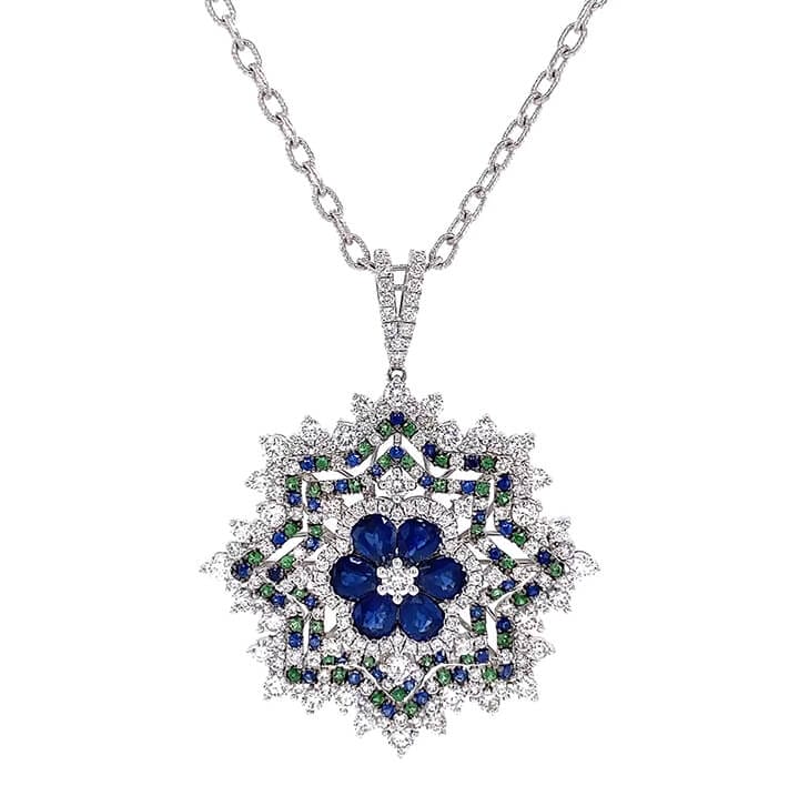  Eclater Emerald And Sapphire Necklace
