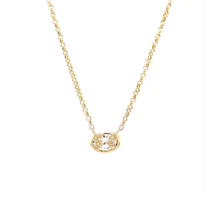 Oval Bezel Diamond Pendant